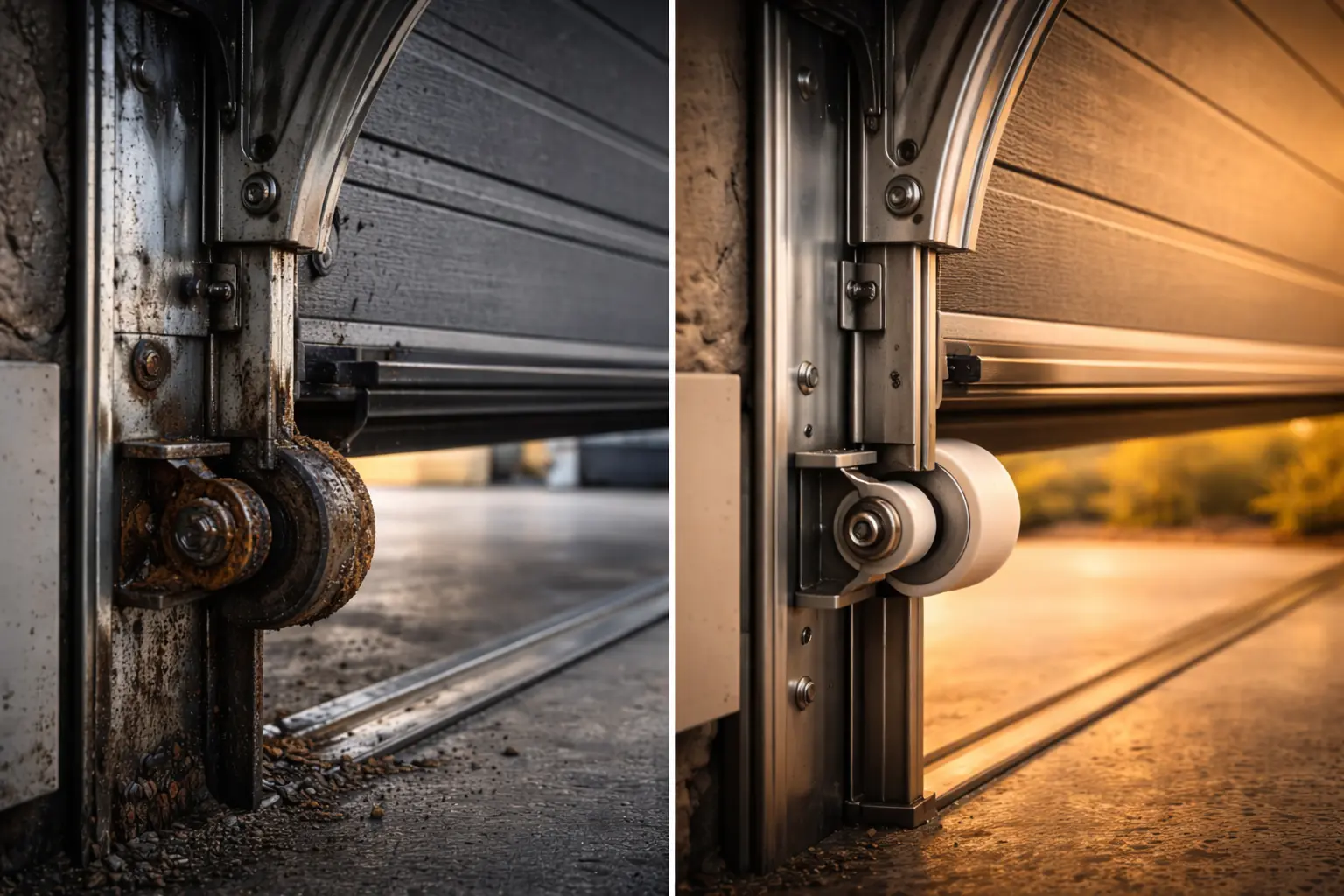 Old vs new garage door tracks